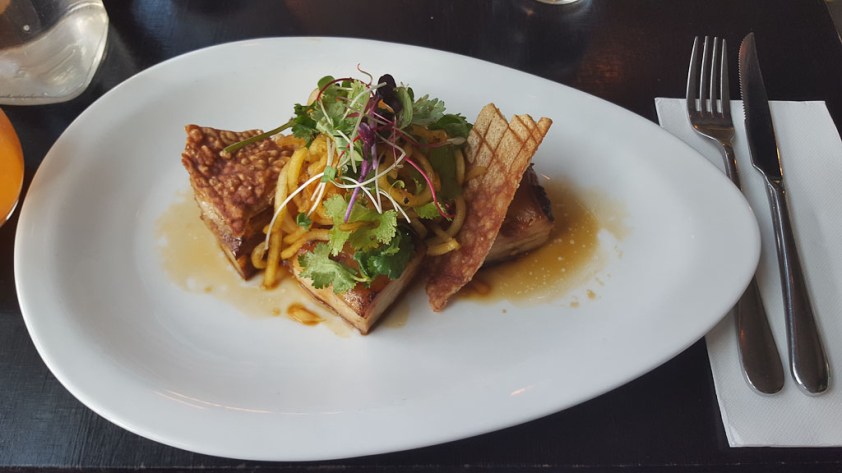 Plated pork belly at Bluetrain
